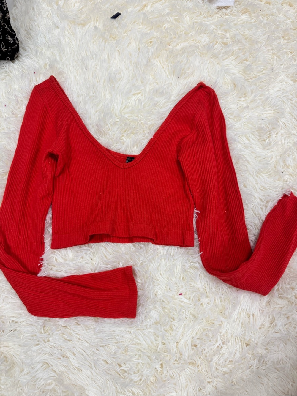 UBRAN OUTFITTERS OUT FROM UNDER RED DROP NECK LONG SLEEVE TOP
